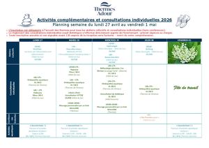 PLANNING ACTIVITES COMPLEMENTAIRES ST PAUL LES DAX