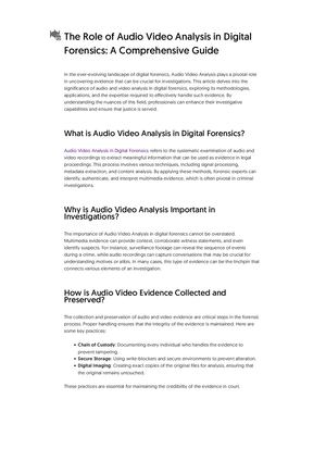 Audio Video Analysis In Digital Forensics
