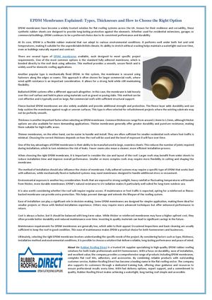 Epdm Membranes Explained Types, Thicknesses And How To Choose The Right Option