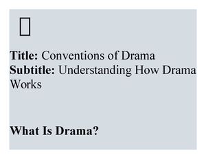 Conventions Of Drama