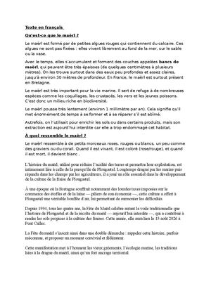 Texte En Français Maerl