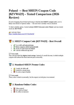 Poland → Best SHEIN Coupon Code [8ZVW625] – Tested Comparison (2026 Review)