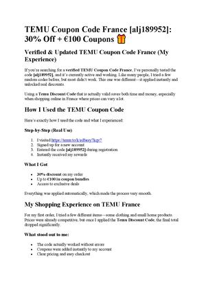 TEMU Coupon Code France [alj189952]: 30% Off + €100 Coupons