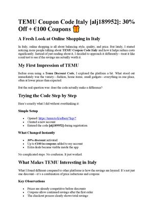 TEMU Coupon Code Italy [alj189952]: 30% Off + €100 Coupons