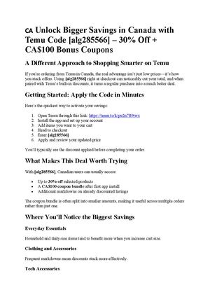 Unlock Bigger Savings In Canada With Temu Code