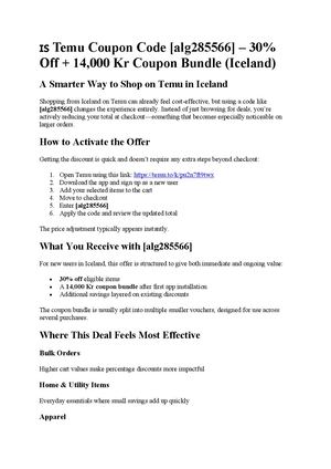 Temu Coupon Code [alg285566] – 30% Off + 14,000 Kr Coupon Bundle (Iceland)