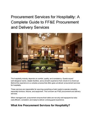 Procurement Services For Hospitality A Complete Guide To Ff&e Procurement And Delivery Services
