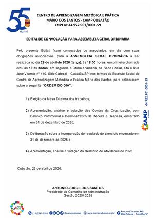 Edital De Convocação Da Assembleia Geral Aprovação Das Contas 2025