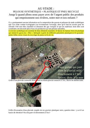 TRETS Question CM de M Bonnamy 29/4/26 : Stade Et Gazon Synthétique Les Mensonges Du Lobby Petrolier