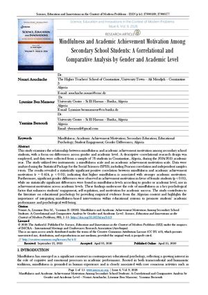 Mindfulness And Academic Achievement Motivation Among Secondary School Students