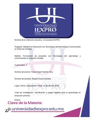 Segundo avance "Gamificación Y Juegos Digitales Para El Aprendizaje En Educación Primaria"
