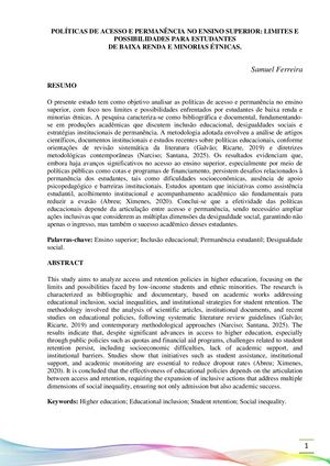 Art 3 Políticas De Acesso E Permanência No Ensino Superior