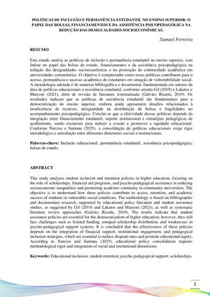 Art 9 Políticas De Inclusão E Permanência Estudantil No Ensino Superior