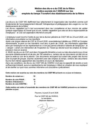 Motion sur les transferts (Avril 2026)