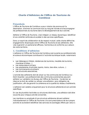 Charte Adhésion 2026 Office de tourisme de Combloux