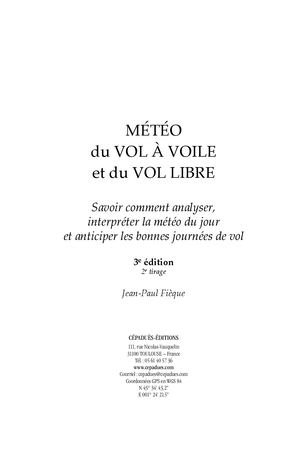 Extrait 2281 Météo du Vol à Voile et du Vol Libre - 3e édition