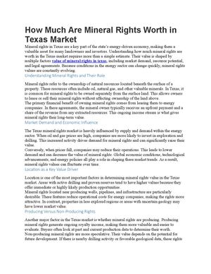 How Much Are Mineral Rights Worth In Texas Market