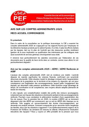 APF - CA 2025 : avis du CSE
