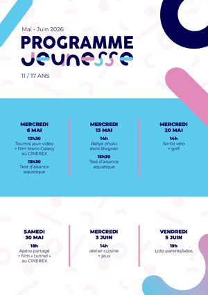Programmes Jeunessse Mai Juin 2026