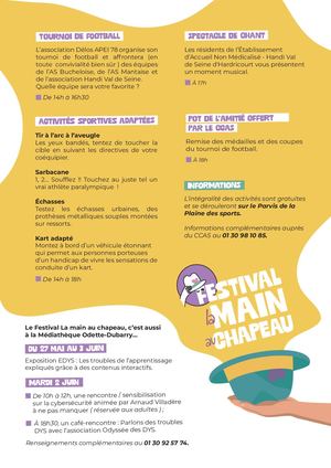 Programme du festival da Main du Chapeau 2026