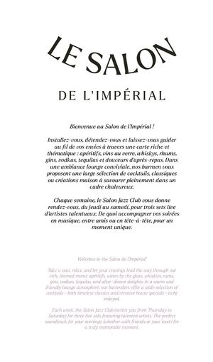 Carte BAR - LE SALON