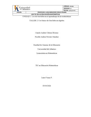 Uso basico de geogebra en Algebra
