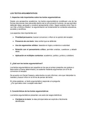 Los Textos Argumentativos