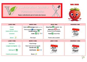 Menu Scolaire Mai 2026