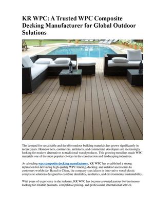 Kr Wpc A Trusted Wpc Composite Decking Manufacturer For Global Outdoor Solutions