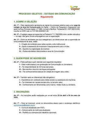 Regulamento Estagio 2026