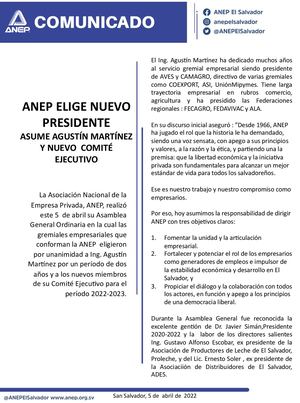 Comunicado Elección 2022 Comité Ejecutivo Anep 22