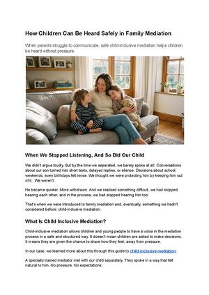 How Children Can Be Heard Safely In Family Mediation