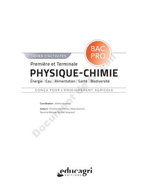 Cahier d'activités Physique-chimie 1re-T bac pro