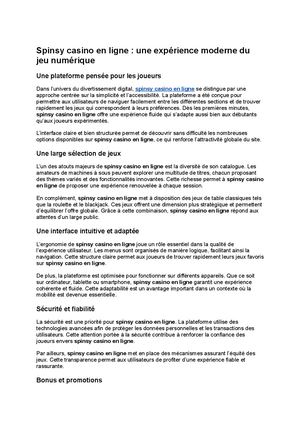 Spinsy casino en ligne : une expérience moderne du jeu numérique
