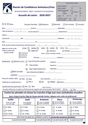 Dossier de candidature animateur