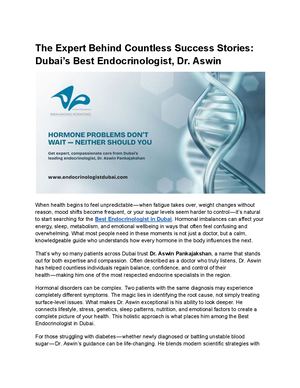 The Expert Behind Countless Success Stories: Dubai’s Best Endocrinologist, Dr. Aswin