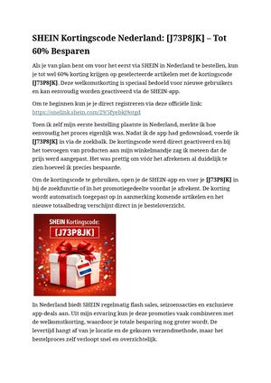 SHEIN Kortingscode Nederland: [J73P8JK] – Tot 60% Besparen