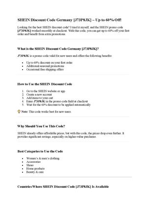 SHEIN Discount Code Germany [J73P8JK] – Up to 60% Off!