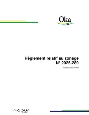 Projet de règlement 2025-289 relatif au zonage V2026-04-27
