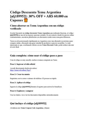 Código Descuento Temu Argentina [alj189952]: 30% OFF + ARS 60.000 en Cupones ????