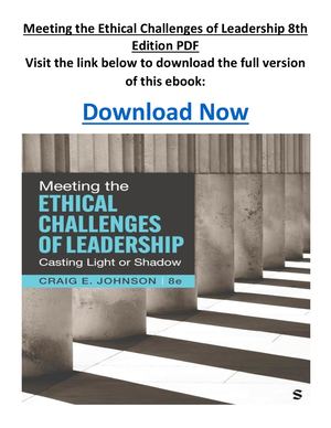 Meeting The Ethical Challenges Of Leadership 8th Edition PDF