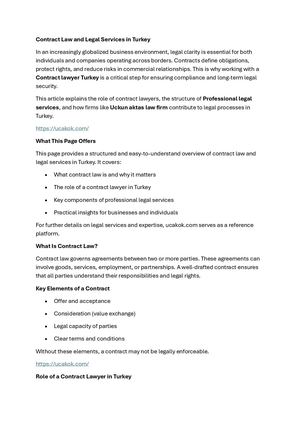 Contract Law And Legal Services In Turkey