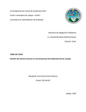 Tema De Tesis Gestion De Talento Humano En Microempresas De Jutiapa