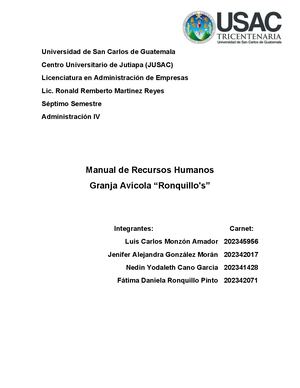 Manual De Recursos Humanos Granja Avícola Ronquillo