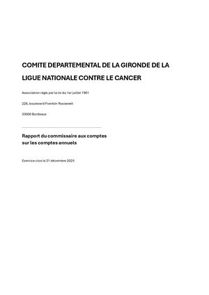 La Ligue contre le cancer - 2025 Rapport Général Cac