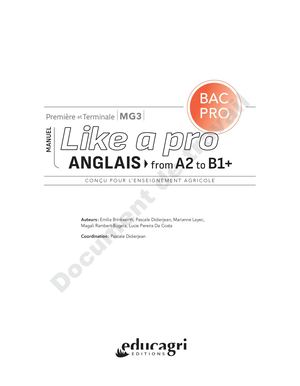 Anglais « Like a Pro » - Manuel 1re et Tle Bac pro - MG3