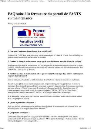 Faq Suite à La Fermeture Du Portail De L’ants En Maintenance Actualités Actualités Les Services De L'état Dans Le Pas De Calais