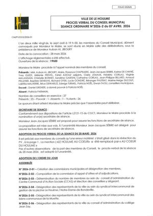 Procès verbal du Conseil Municipal du 07 avril 2026