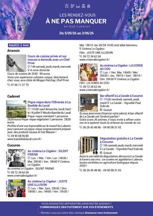 Agenda de la semaine en Sud Luberon