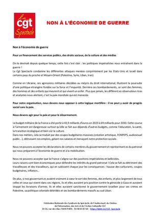 Cp Cgtspectacle Non A L'économie De Guerre